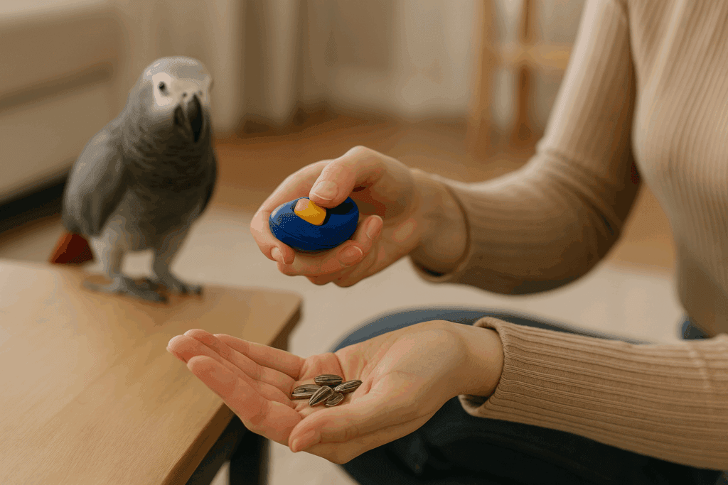addestramento pappagallo clicker training