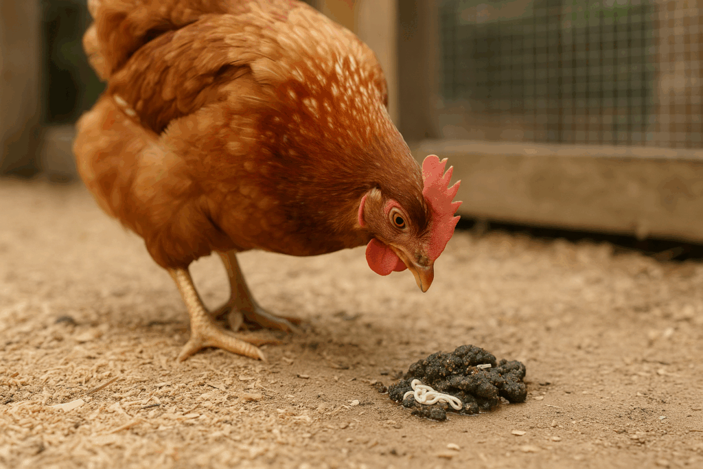 gallina con vermi ascaridi